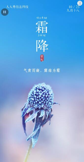 蓝色写实唯美风格二十四节气寒露企业宣传