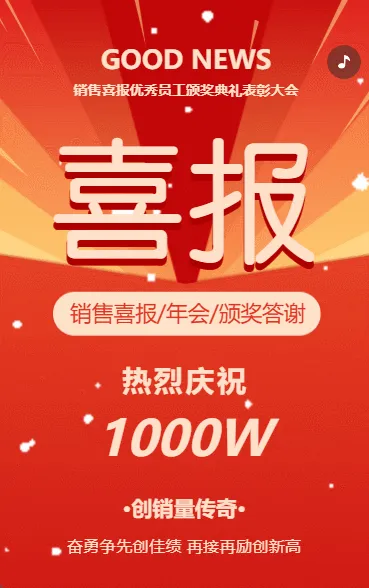 年终销售喜报颁奖典礼年会答谢会邀请函