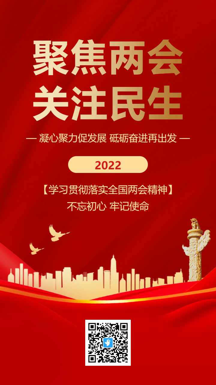 红金聚焦两会关注民生宣传海报