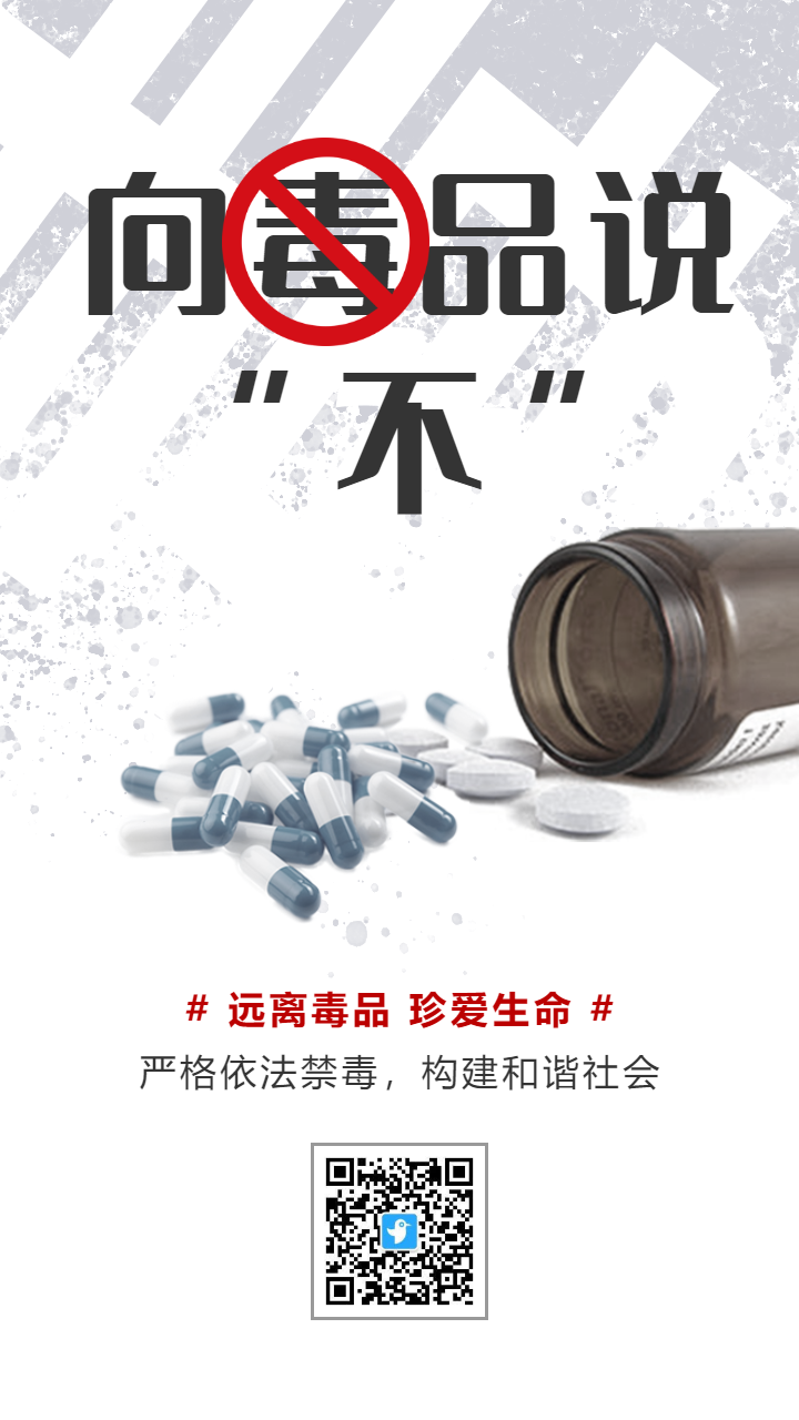 灰白简约远离毒品珍爱生命公益宣传海报