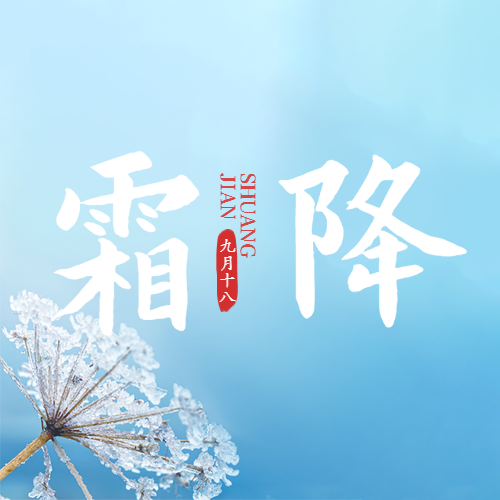 蓝色写实唯美风格二十四节气霜降公众号次图