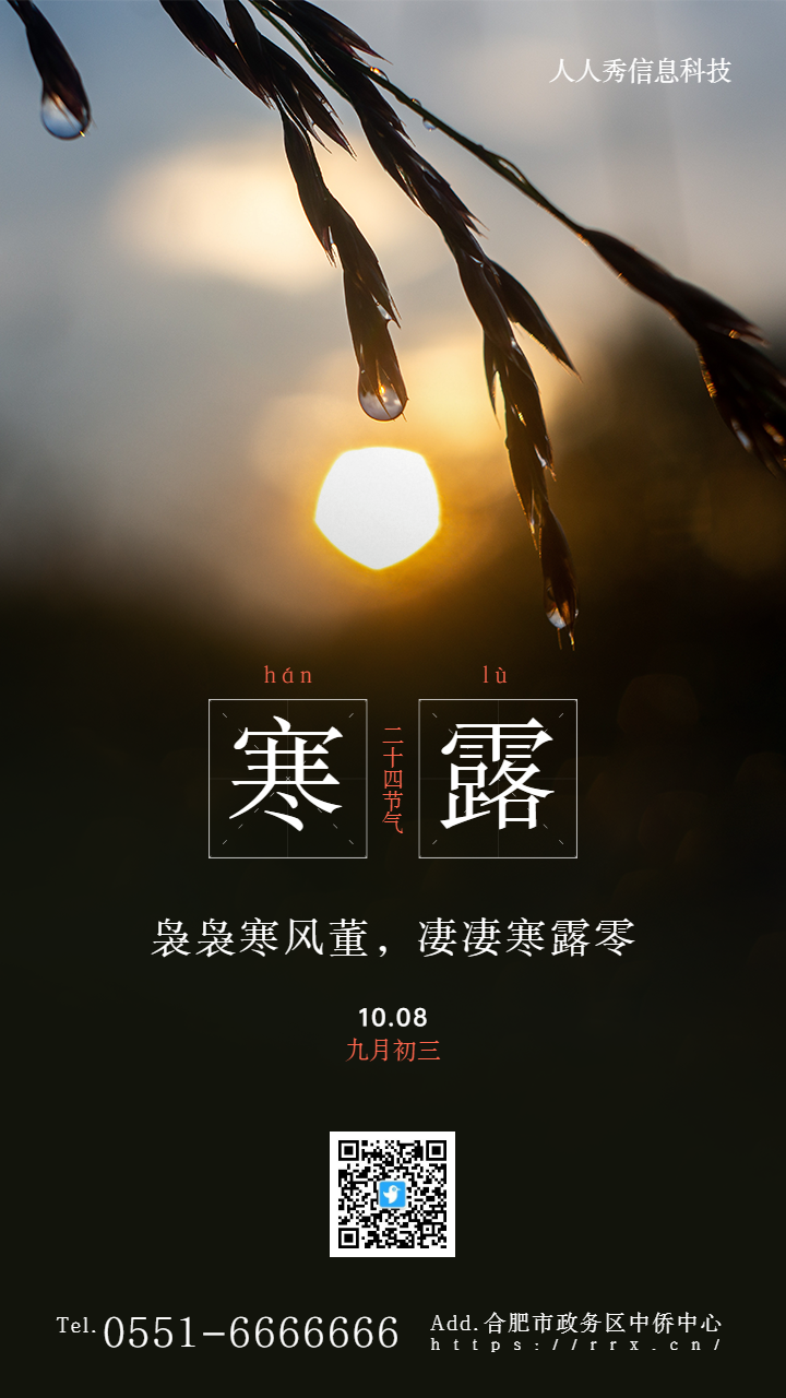 写实夕阳唯美风格二十四节气寒露企业宣传海报