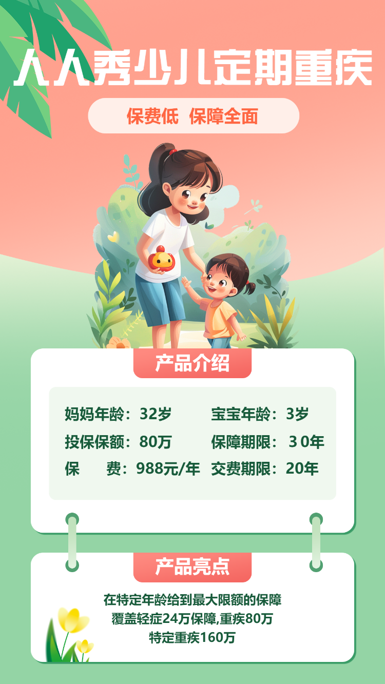 儿童保险宣传医疗保险介绍健康险商业险意外险重疾险