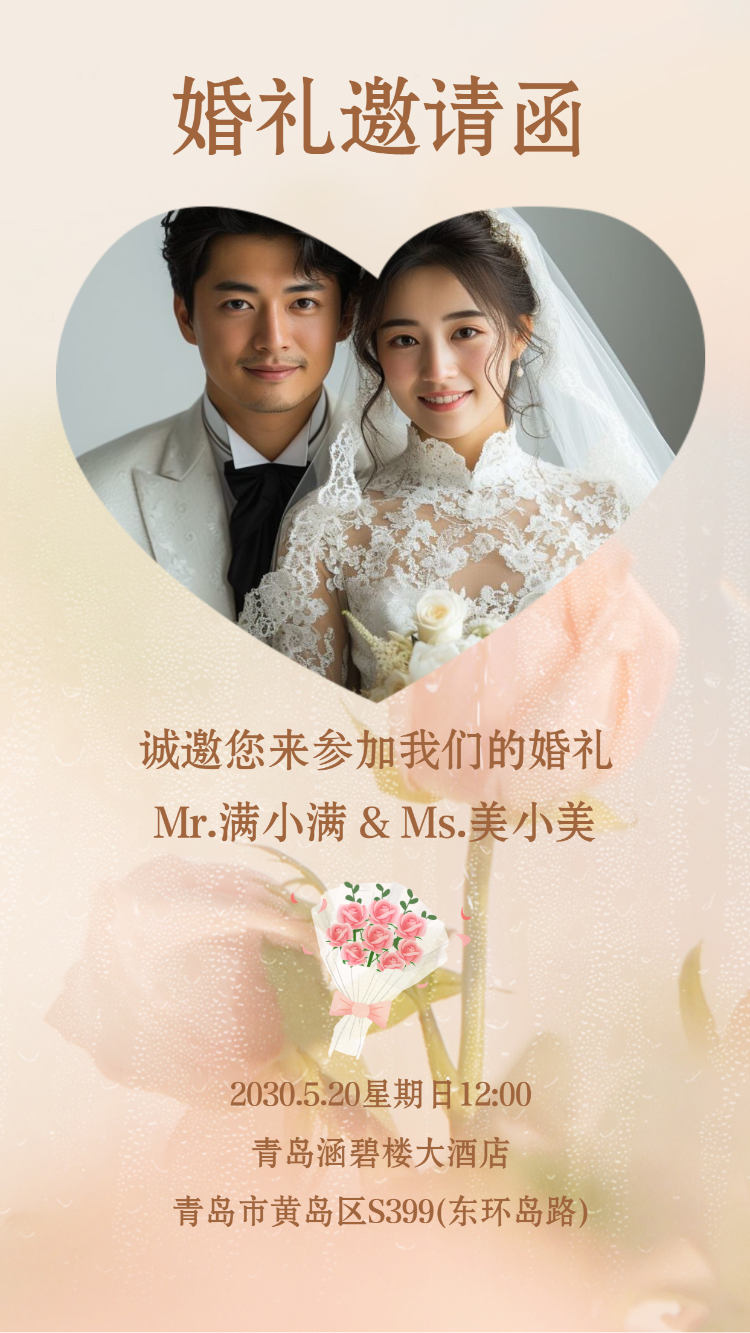 小清新婚礼邀请函结婚请柬请帖