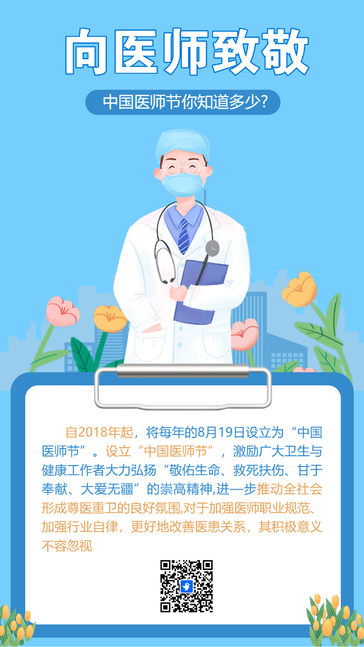 中国医师节致敬祝福医务工作者节日祝福医院宣传