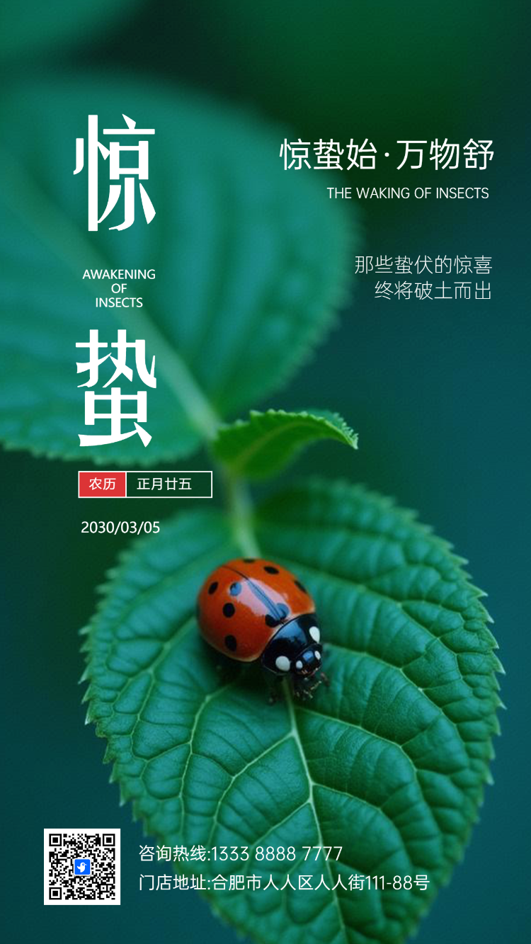 惊蛰节气祝福宣传简约风