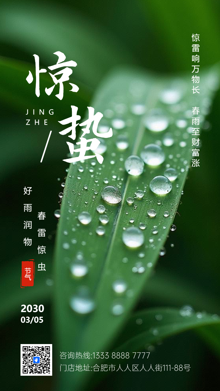 创意简约二十四节气惊蛰节气介绍节气祝福宣传